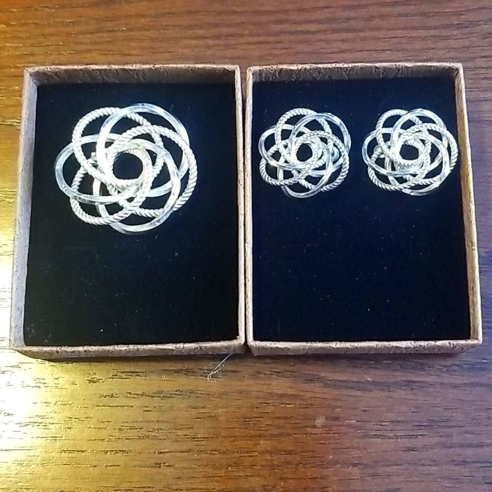 Love knot earrings and pin set